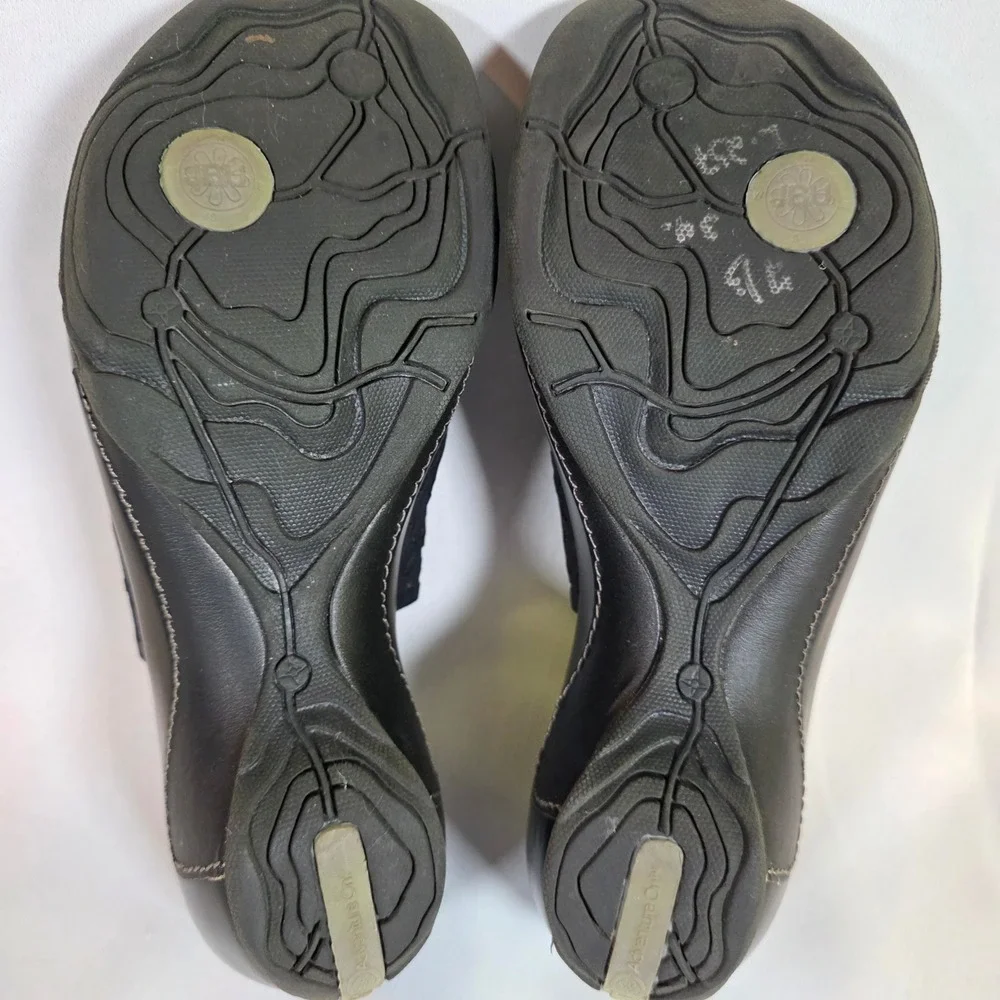 JBU Jambu Monica Black Wedge Sandals Womens 8 M Laser Cut Slingback Adjustable